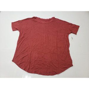 Daily Ritual Womens Shirt Short Sleeve Round Neck Super Soft Red Size M NWT